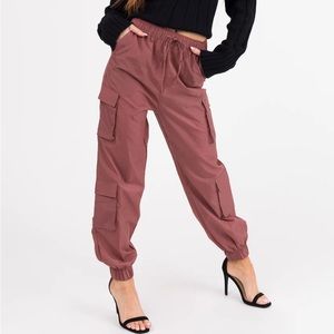 💕👖Vintage Rose Windbreaker Drawstring Cargo Joggers ❤️